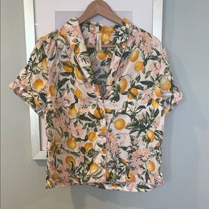 Anthropologie Floral Citrus Print Women's PJ Top